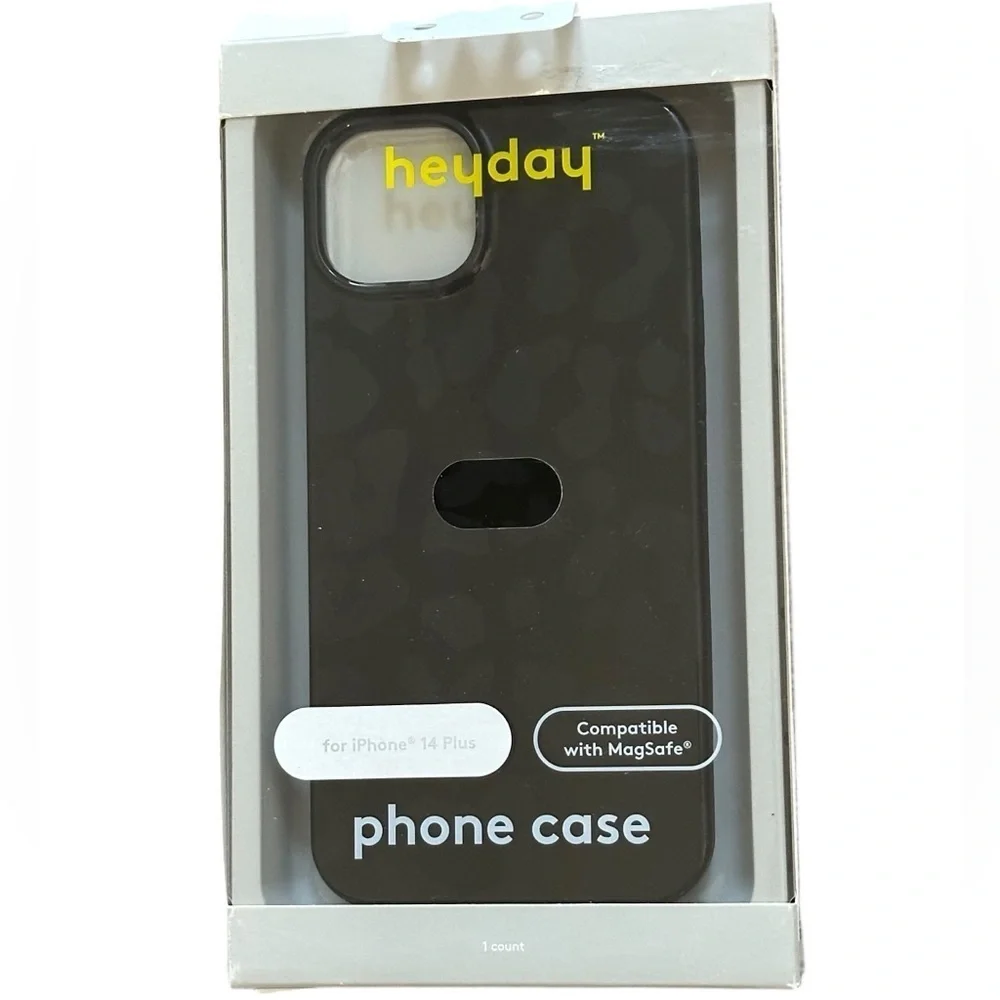 Heyday NIB Apple iPhone 14 Plus Magsafe Black Leopard Phone Case
